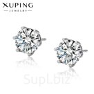 Серьги со стразами XUPING пусеты, цвет белый в серебре