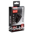 Зарядное устройство сетевое WALKER 1 слот USB, 2.4А,15Вт,быстрая зарядка QC 3.0, блочок черное WH-35