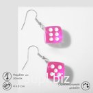 Серьги «Кости» игральные кубики, цвет розово-белый в серебре