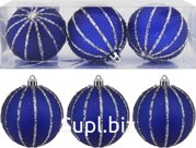 Christmas tree balls, 3 pcs, 8 cm, Inspiration, Color: blue