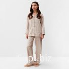 Пижама женская (рубашка, брюки) KAFTAN «Леопард», кофейная, размер 44-46
