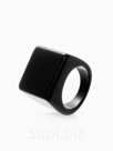 Кольцо пластиковое «Квадрат», широкое, чёрное, 17 размер
