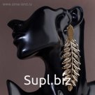 Серьги висячие "Листья" гледичия, цвет золото