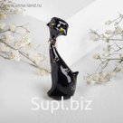 Брошь "Кошечка", цвет чёрный в золоте