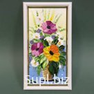 Картина "Цветы", оргалит, масло,     10*15см.