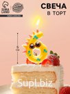 Свеча для торта цифра 6 «Зверюшка», 5 см
