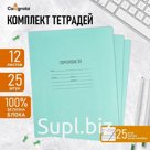 Комплект тетрадей (прописи) из 25 штук, 12 листов в частую косую линию КФОБ "Зелёная обложка", 60 г/м2, блок офсет, белизна 100%