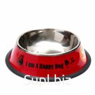 Миска железная с нескользящим основанием "I am Happy Dog" 15 х 3,5 см, 230 мл, красная