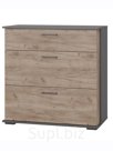 Комод с тремя ящиками ДАЛЛАС Графит/Дуб Крафт Табачный 90x44x90