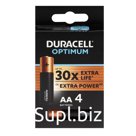 Батарейка алкалиновая Duracell OPTIMUM, AA, LR6-4BL, 1.5В, блистер, 4 шт.