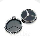 Колпачок в диск Мерседес Бенц черный хром глянец 71-74 мм 04150