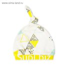 Шапка с узелком детская Сонный Гномик «Пина колада», размер 36 см, цвет белый