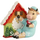 Декоративная фигурка "Коровка с часами", полирезина, 7,8*8,5*4см