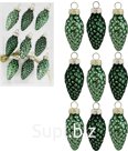 Christmas tree decoration: 9 cones, 2.5 x 2.5 x 4.5 cm, color: emerald (glass)