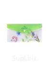 Папка-конверт C6 Hatber NATURAL BLUE FLOWERS, на кнопке, пластик 180 мкм, текстур с печат