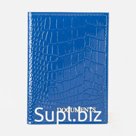 Обложка для автодокументов, крокодил, цвет синий