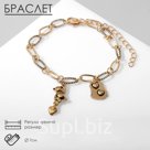 Браслет металл "Подвески" мишка, цвет золото, 7см