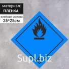 Наклейка «Вещества, способные к самовозгоранию, легковоспламеняющиеся вещества и материалы» (4 класс опасности), цвет синий, 250×250 мм