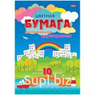 Цветная бумага двусторонняя А4, Hatber "Цветной город", 10л., 10цв., мелованная, в папке