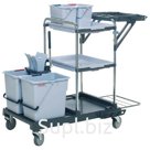 Тележка уборочная VILEDA «Ориго 100FХ», ведра 2×25 л, 2×6 л, туннельный отжим, 2 лотка, держатель мусорного мешка на 120 л
