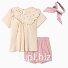 Костюм для девочки (платье, шорты, повязка) «Крошка Я» Wildflowers, рост 62-68 см, бежевый