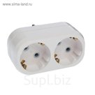 Разветвитель UNIVersal А302, 2 розетки, с з/к, 16 А, белый
