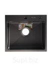 Мойка кухонная AFLORN AF95044DF, врезная, S=3.0 и 0.8 мм, 50 × 44 см, сифон, черная