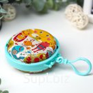 Шкатулка металл на карабине "Лягушки на пляже" 8,2х8,2х3,5 см