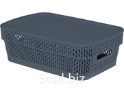 Корзина 281х185х89 3л. с крышкой, стенки перф, дно сплошное, код: 36140