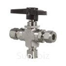 Кран шаровый обжимной трехходовой серия 102, ( об.вр.6мм x об.вр.6мм ), PEEK, 414PN