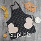Фартук «Доляна» с карманами, в клетку, чёрный, 70×65 см, 100% п/э