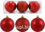 Christmas tree balls, 3 pcs, 8 cm in diameter, red